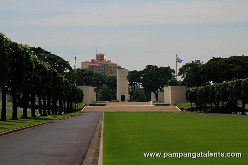 The Memorial Chapel with the Philippine and American Flagstaffs.