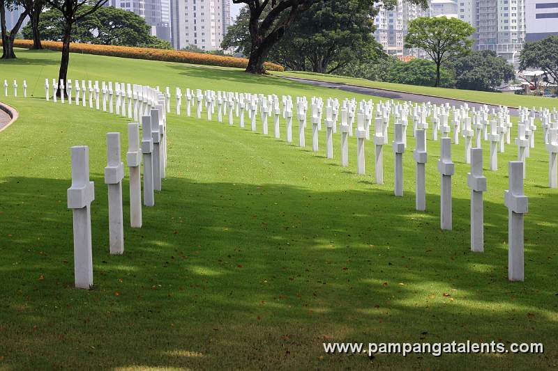 Headstones inside the Manila American Cemetery and Memorial.