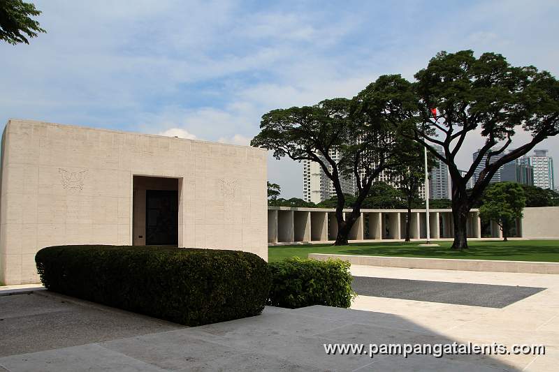 The West hemicycles structures which are faced with travertine limestone.