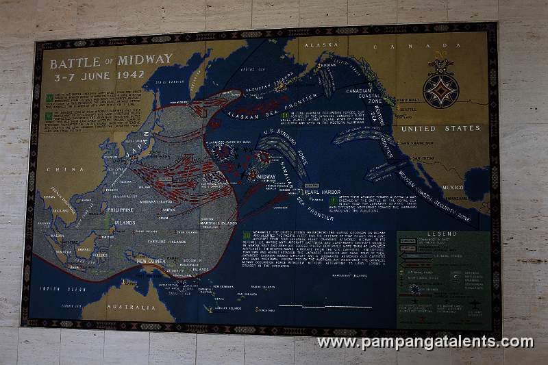 The memorial map of the 1942 Battle of Midway operation.