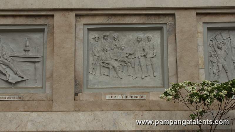 Sculpture of the Generals of th Philippine Revolution n Quezon Memorial Shrine Facade.