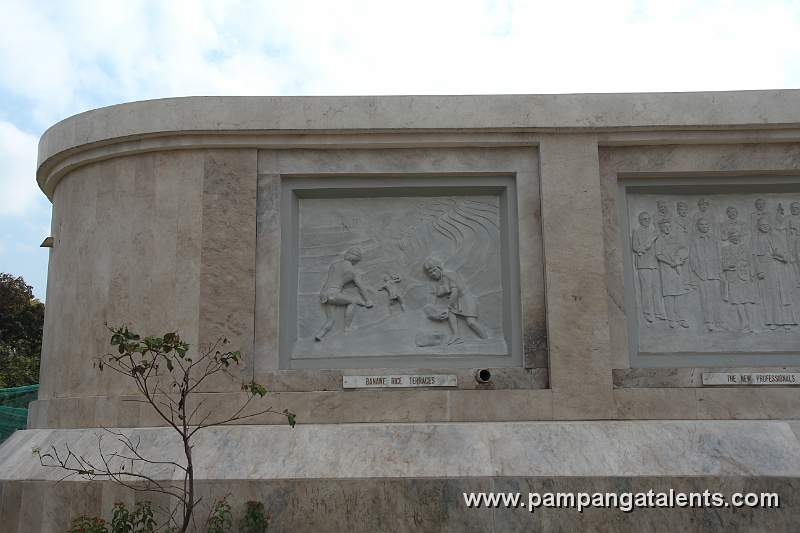 Sculpture of Banawe Rice Terraces on Quezon Memorial Shrine Facade.