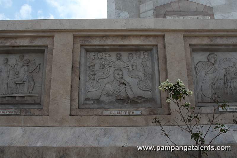Sculpture of Rizal during his Exile to Dapitan on Quezon Memorial Shrine Facade.