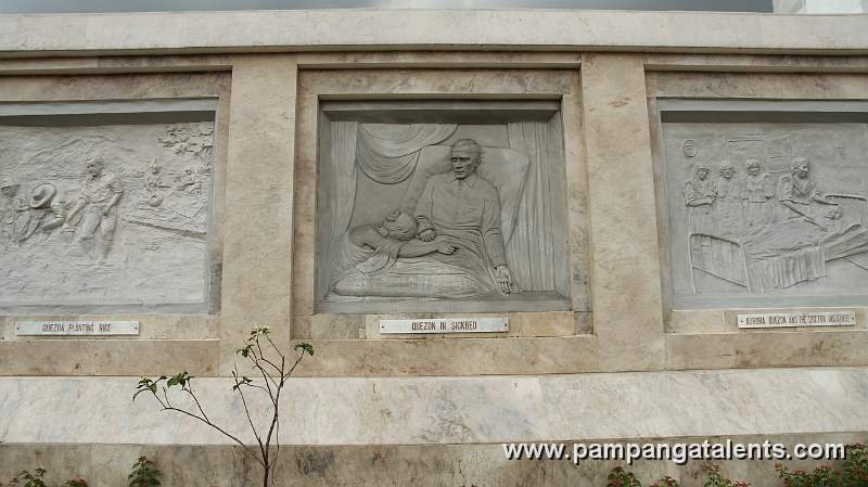 Sculpture of President Quezon in Sickbed on Quezon Memorial Shrine Facade.