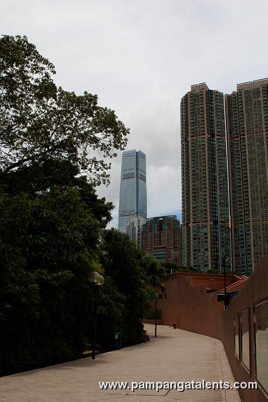 View on the International Commerce Centre with a clue of the Victoria Towers