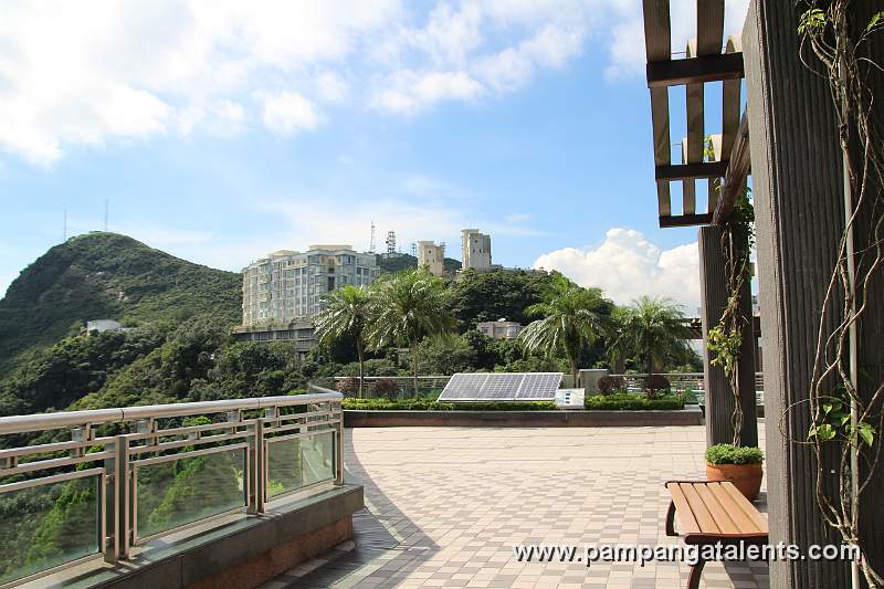 Viewing platform at the Peak Tower on Lantau Island side.